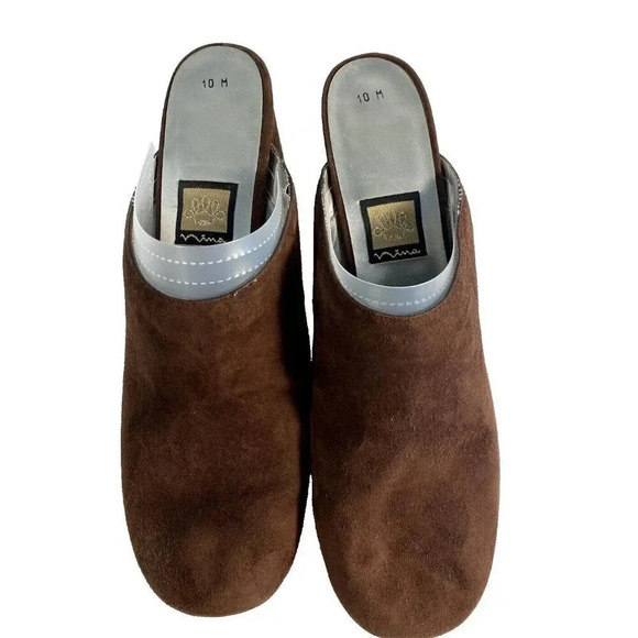 Nina Suede Mules wm's SZ 10 made in Spain Leather 3.5inch heel - Picture 4 of 8